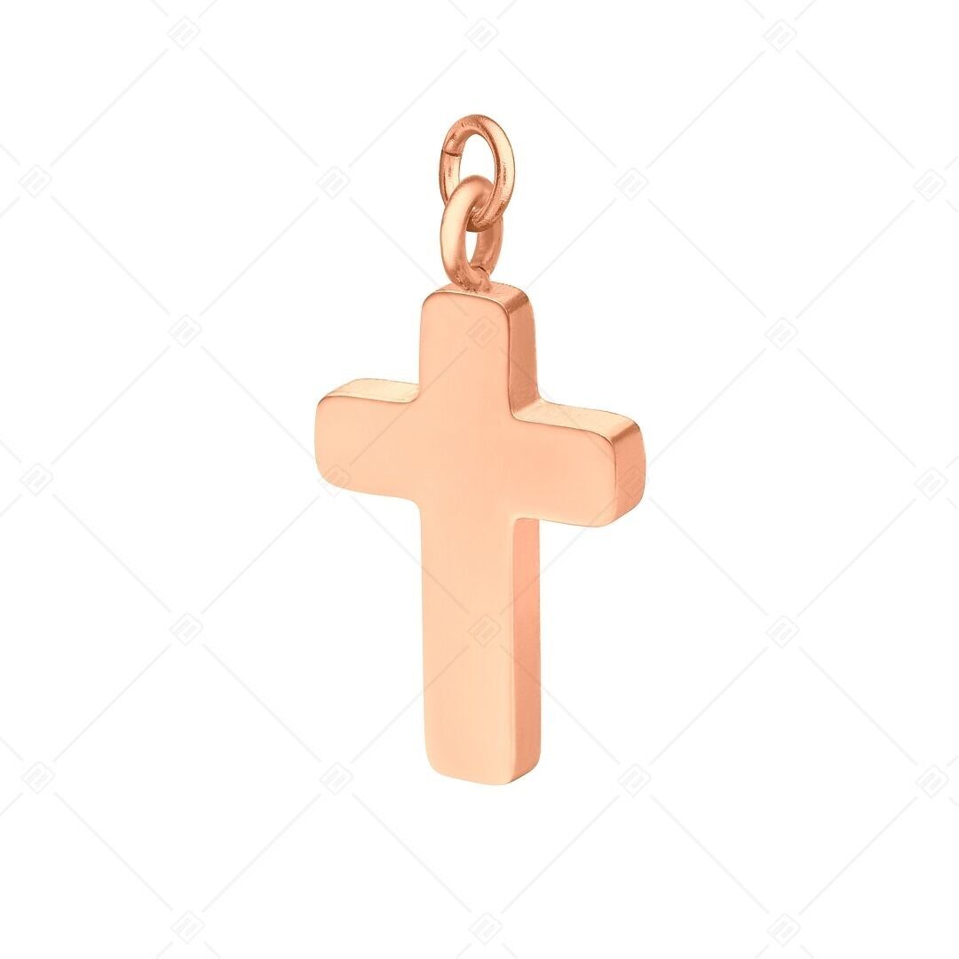 BALCANO - Charm de acero inoxidable con forma de cruz, chapado en oro rosa de 18 quilates