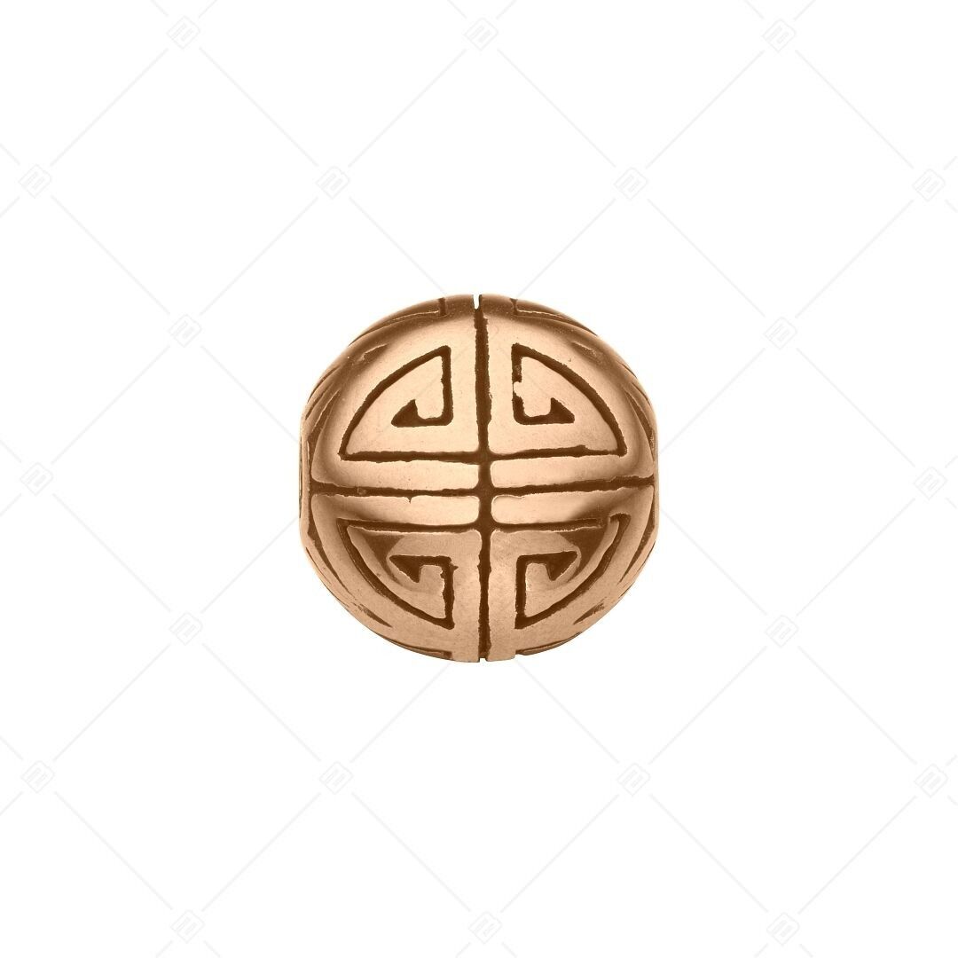 Charm espaciador con bola grabada, chapado en oro rosa de 18 quilates