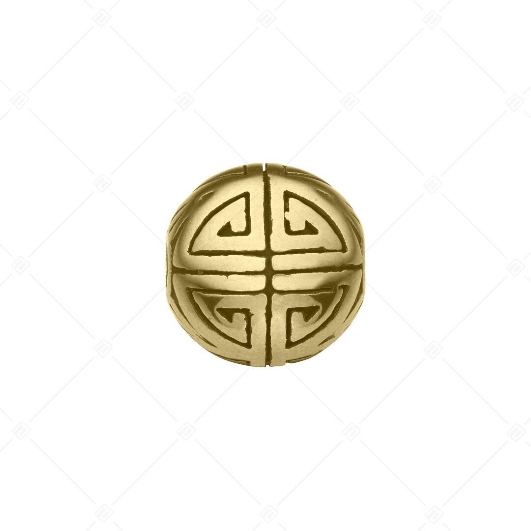 Charm espaciador con bola grabada, chapado en oro de 18 quilates