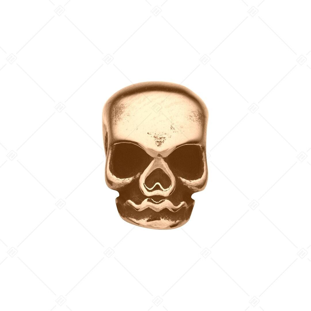 Charm espaciador en forma de calavera bañado en oro rosa de 18 quilates