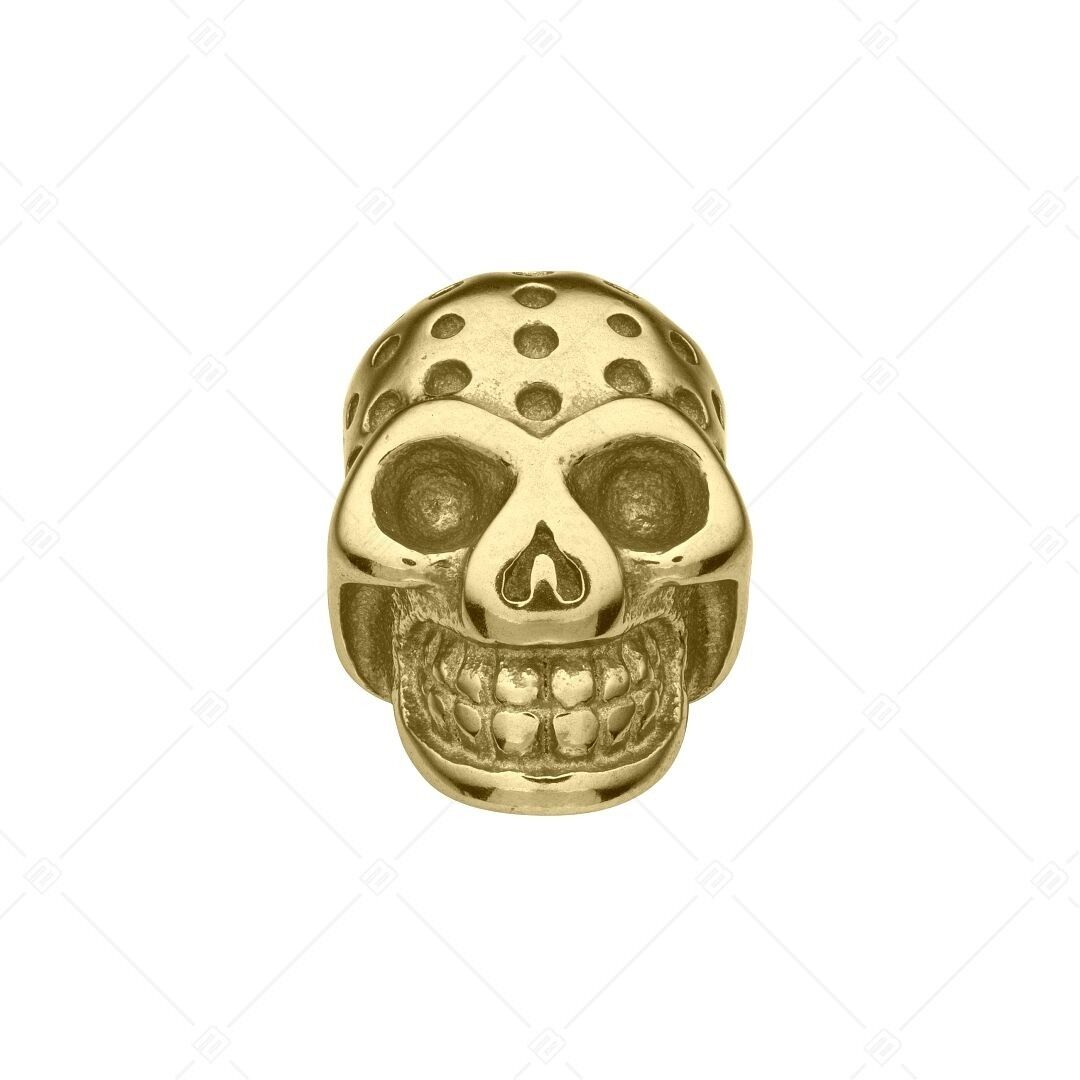 Charm espaciador en forma de calavera bañado en oro de 18 quilates