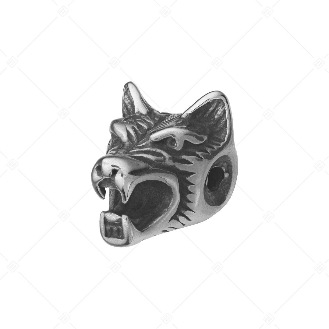 Charm espaciador vintage con cabeza de lobo