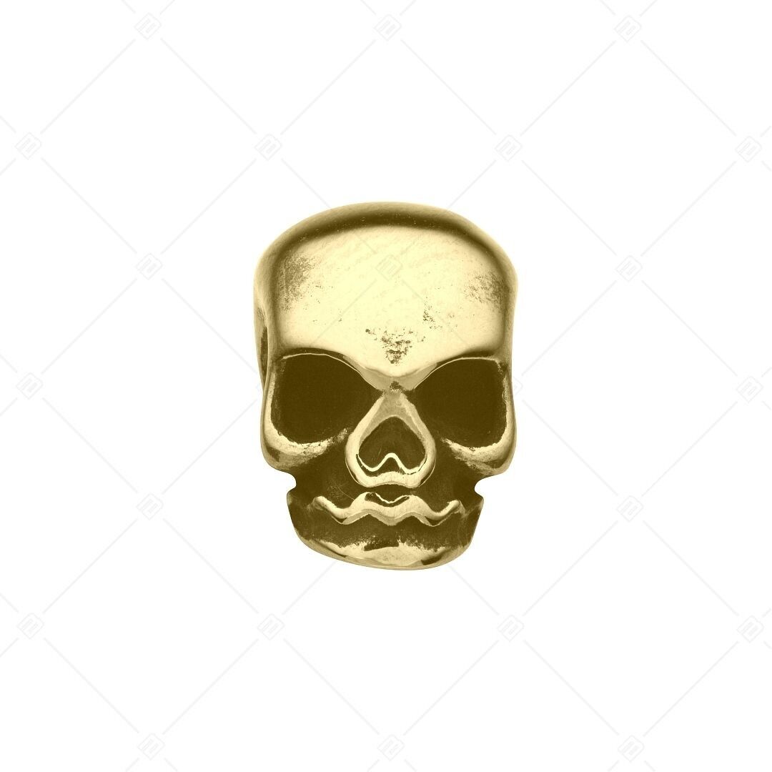 Charm espaciador en forma de calavera chapado en oro de 18 quilates