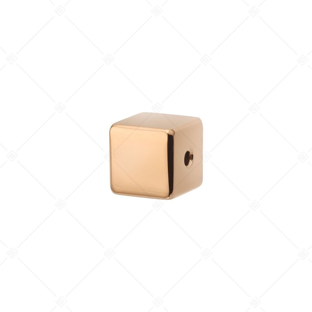 Charm espaciador en forma de cubo, chapado en oro rosa de 18 quilates