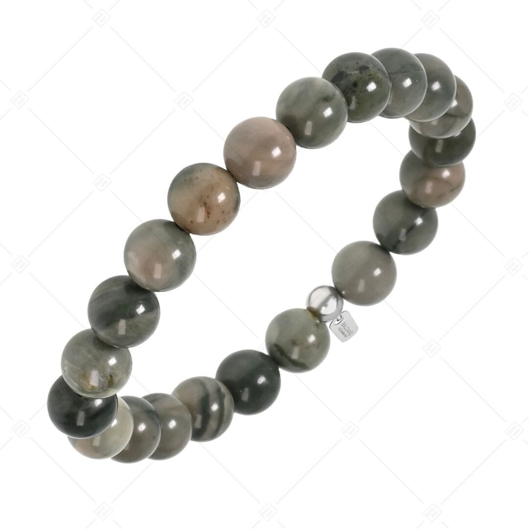 BALCANO - Pulsera de jaspe/piedra preciosa con veta de madera verde