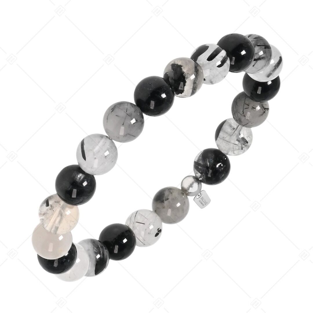 BALCANO - Pulsera de cuarzo y piedras preciosas de pelo negro