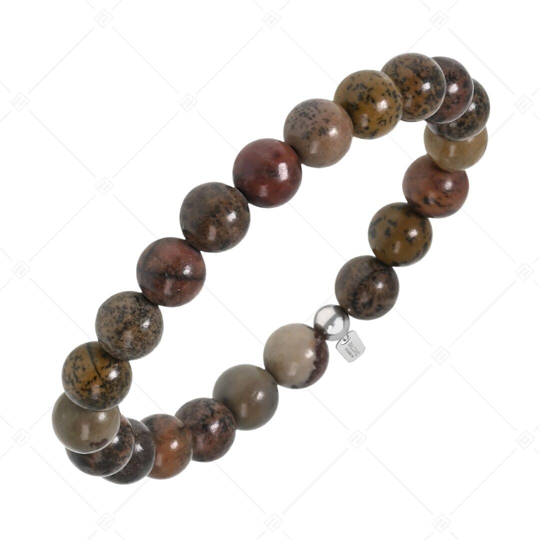 BALCANO - Pulsera de jaspe/piedra preciosa con flor de hierba roja