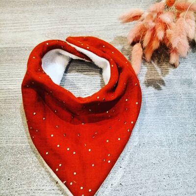 TOUR DE COU FOURRE BANDANA BEBE TAILLE 1/2 ANS double gaze ROUILLE