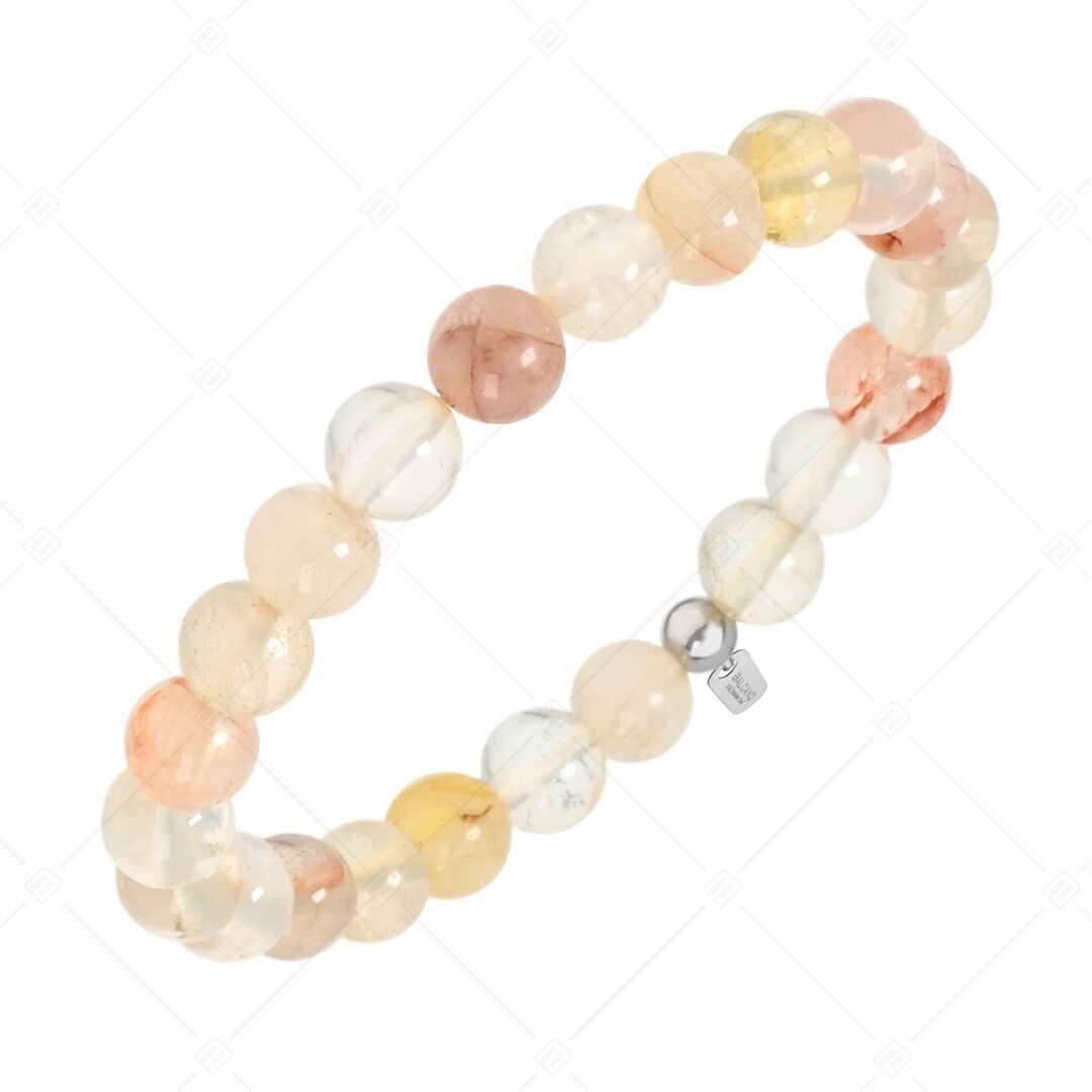 BALCANO - Pulsera de cristal/piedra preciosa con flor de pegamento rojo