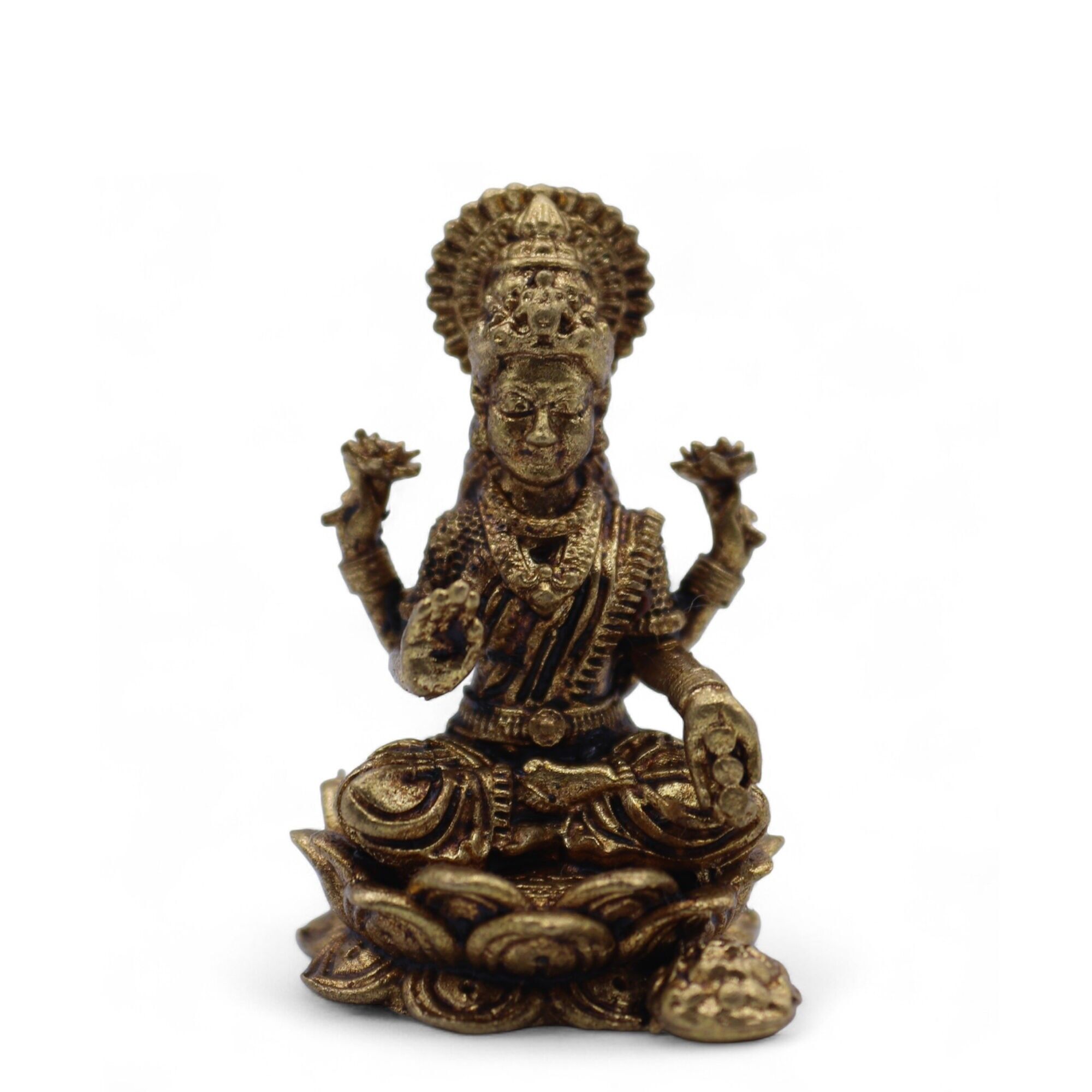 12 Miniatur-Götterfiguren aus Messing – Lakshmi (11 g) 30 mm