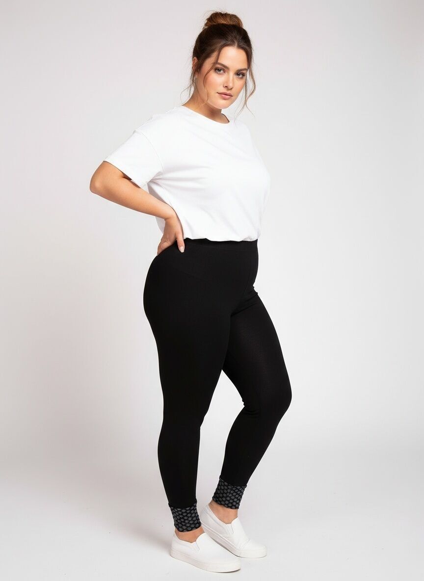 Leggings de dos materiales de talla grande (B90)