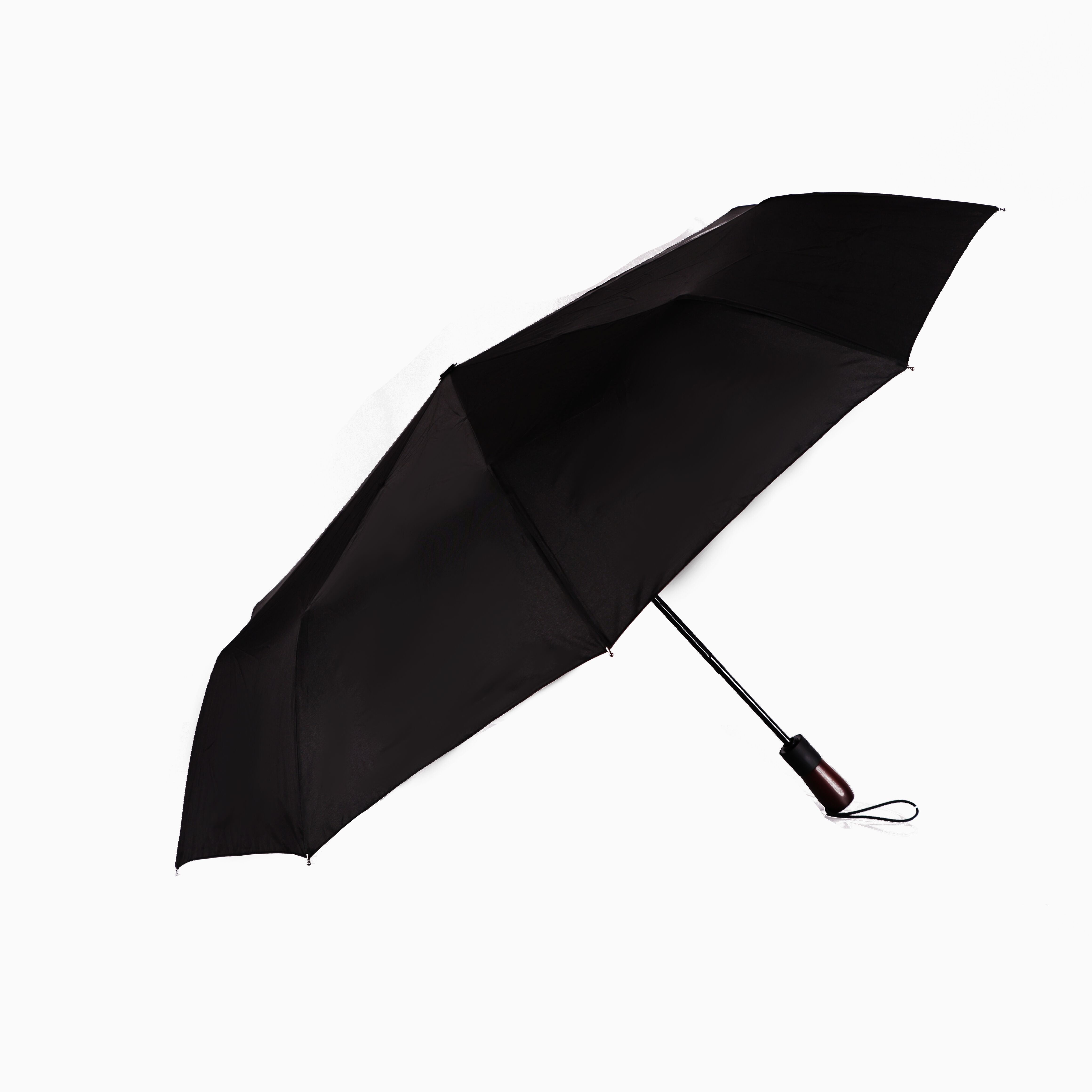 Biggdesign Moods Up Premium Wooden Handle Black Fully Automatic Umbrella - Water and Wind Resistant, Lightweight