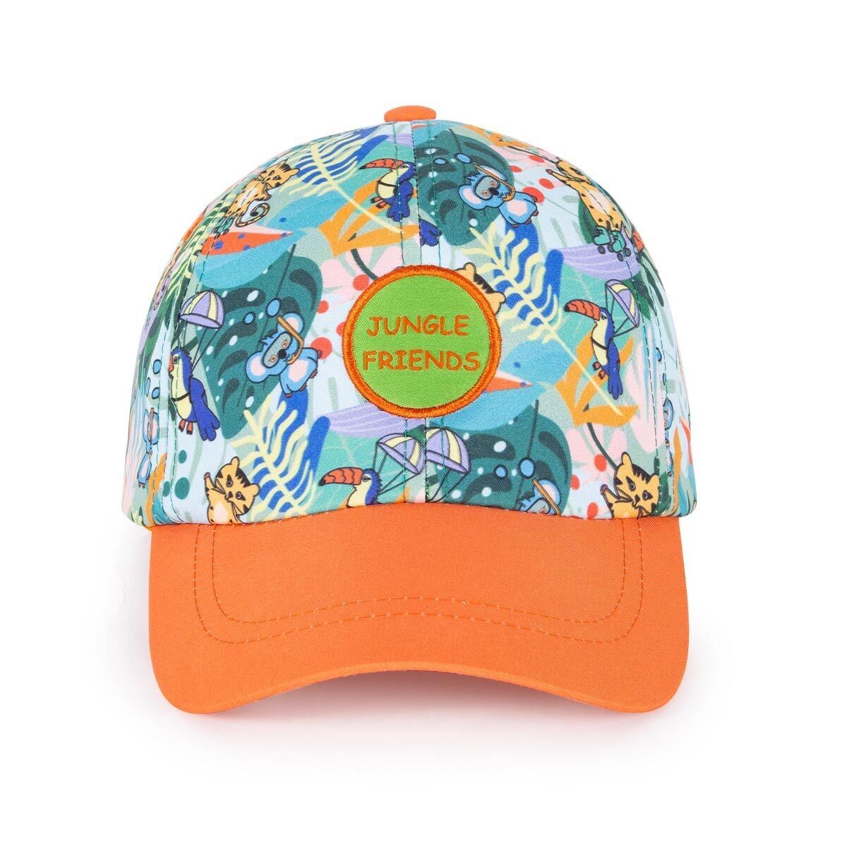 Milk&Moo Jungle Friends Boys' Baseball Cap – Ages 4–6 – Orange Brim, Adjustable and Breathable Summer Hat