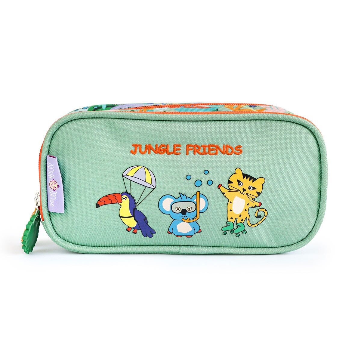 Milk&Moo Jungle Friends Double Compartment Pencil Case – Fun & Functional for Kids & Adults