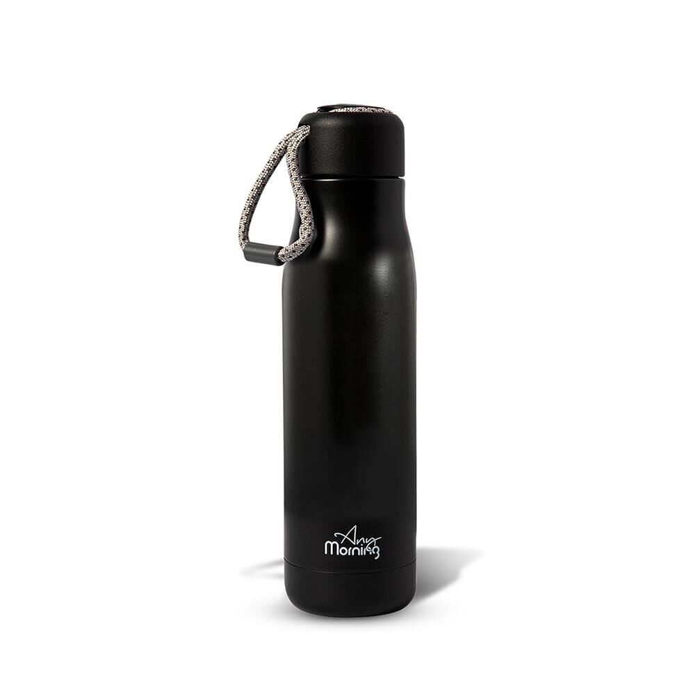Any Morning BA21547 Thermos 600 Ml, Stainless Steel, Leak-Proof Lid, 8 Hours Hot, Black