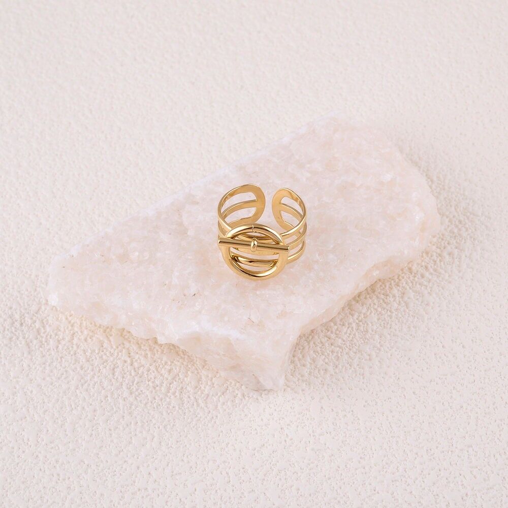 Wide ring - 3 thick rows and ring with horizontal bar