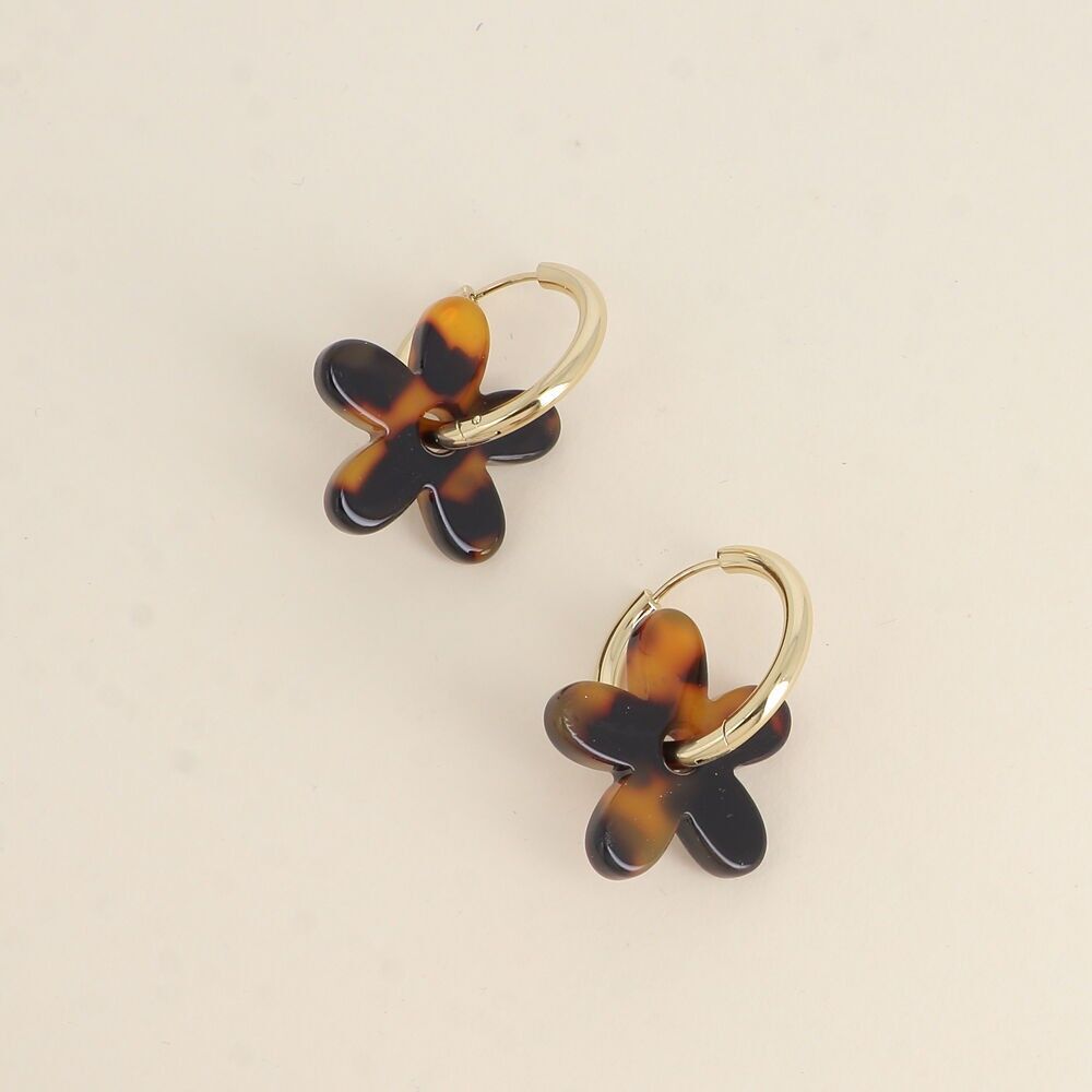 Creoles - simple ring and flower in colored acetate