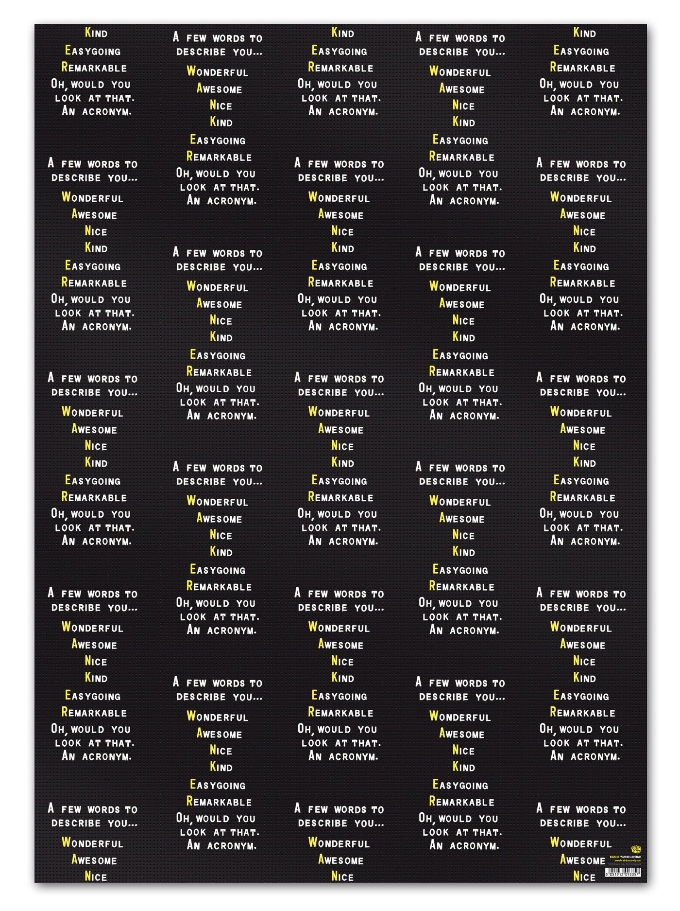 Acronimo di Rude Gift Wrap Wanker di Brainbox Candy