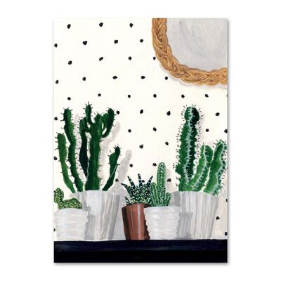 Postkarte mit Kaktus und Tupfen