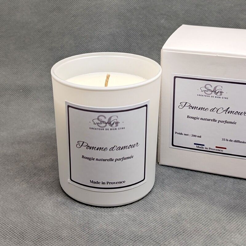 Natural scented candle, Candy Apple – Vegetable wax & beeswax – Made in France