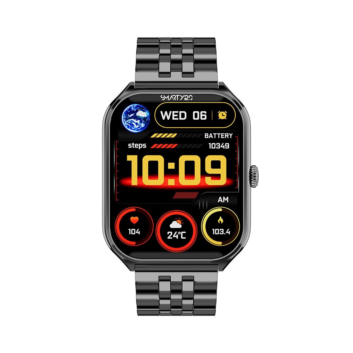 SMARTY Unisex-Uhr – BioSense – SW109 – Gebogenes rechteckiges Metallgehäuse – Metallarmband