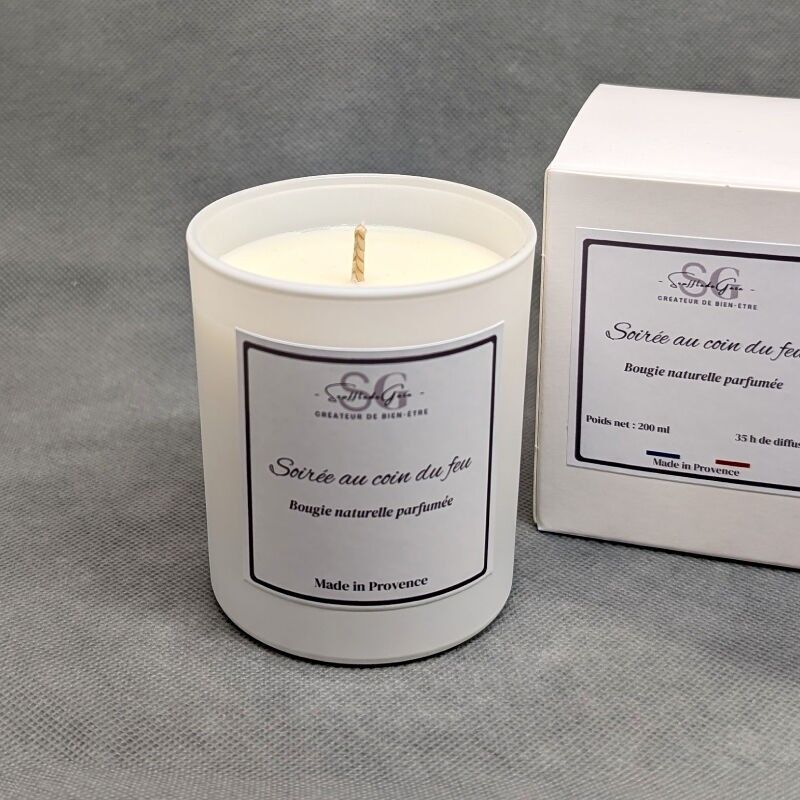 Natural scented candle Evening by the Fire – Vegetable wax & beeswax – Made in France