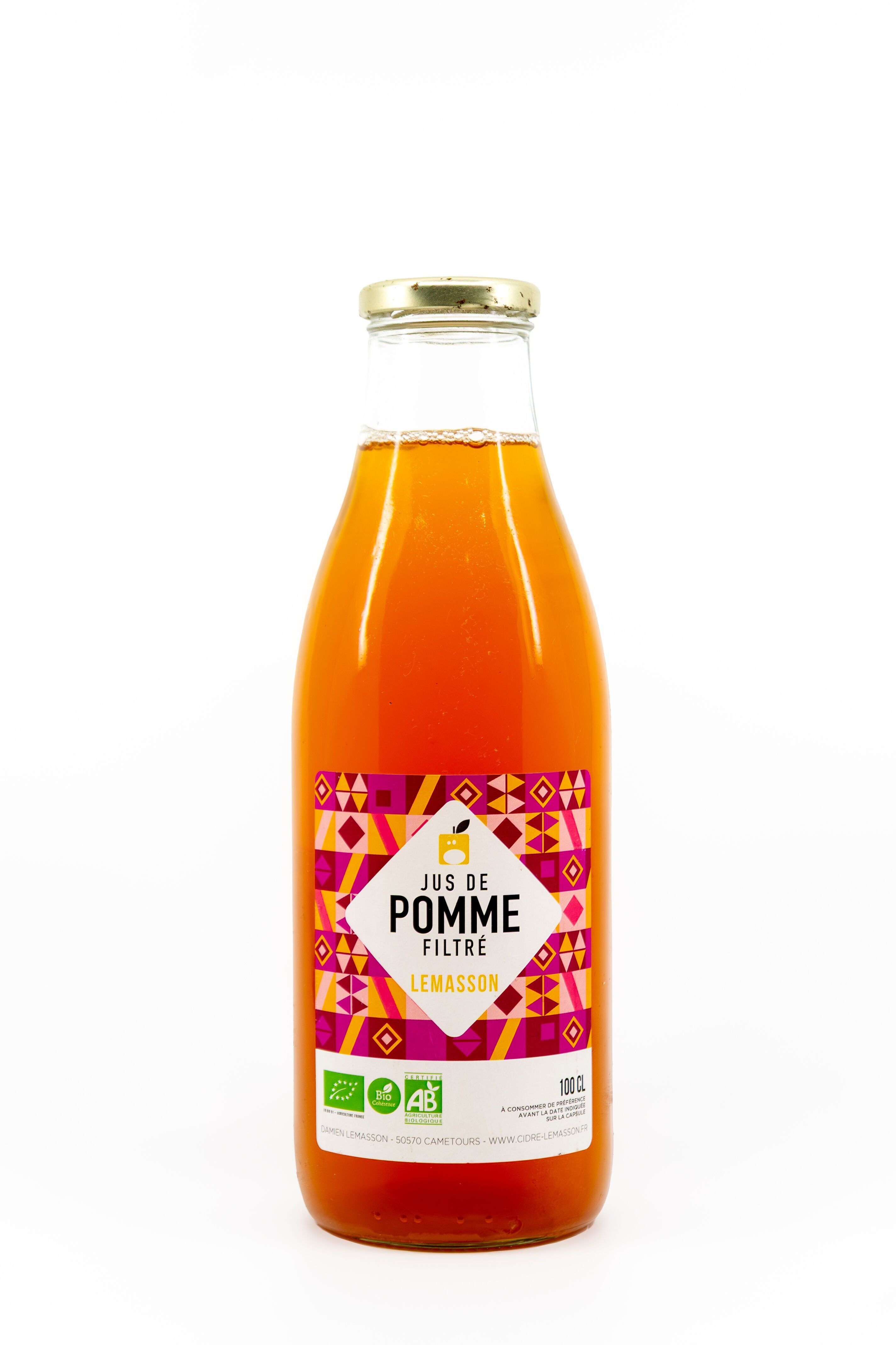 Filtered organic apple juice, 100 cl