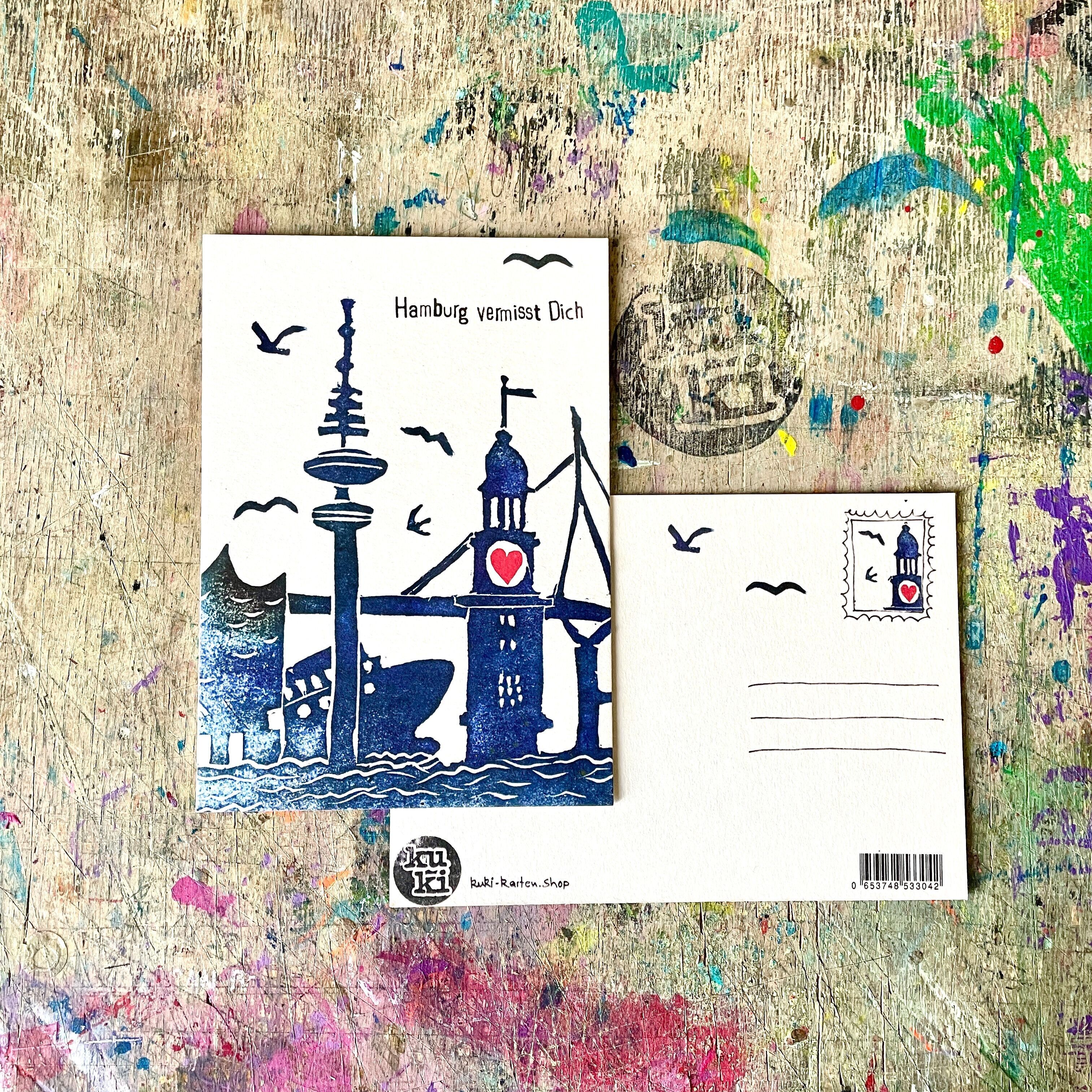 Carte postale kuki « Hambourg vous manque »