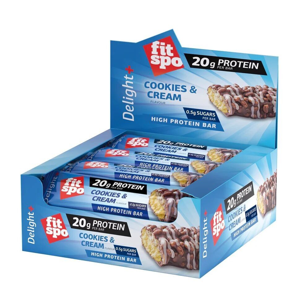 Delight+ Protein Bar Cookies and Cream - 12 x 60 grams
