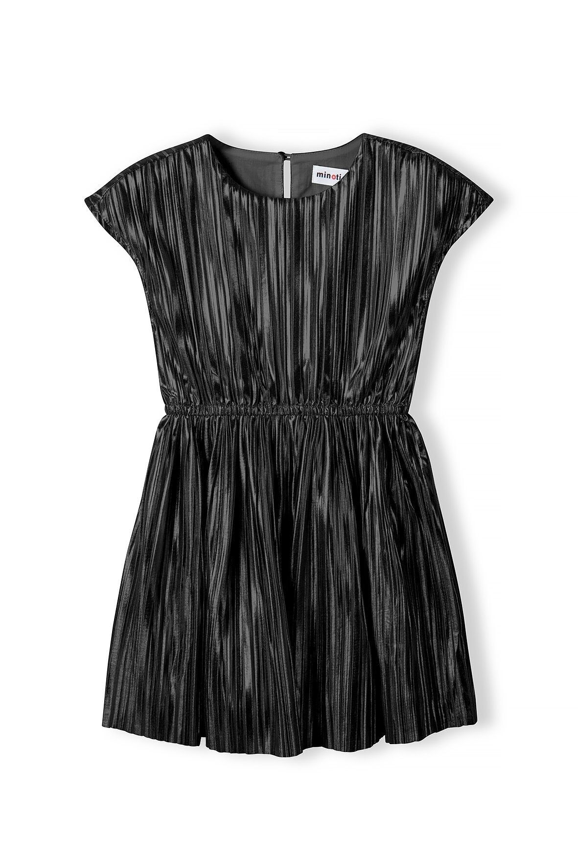 Girls pleated party dress metallic black 3-14y