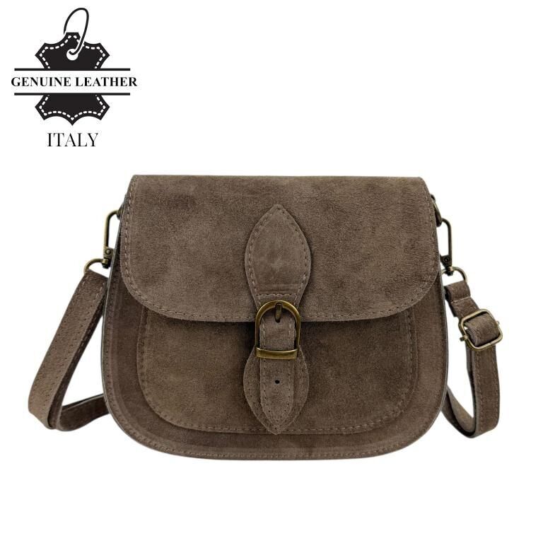 Borsa a tracolla in pelle scamosciata di alta qualità con patta
