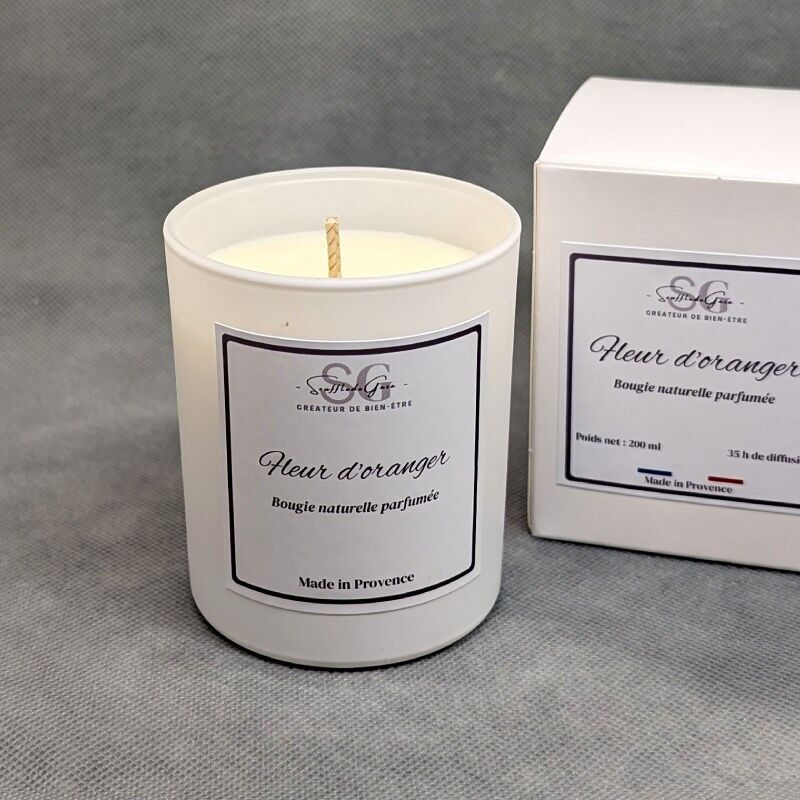 Natural scented candle, orange blossom – Vegetable wax & beeswax – Made in France