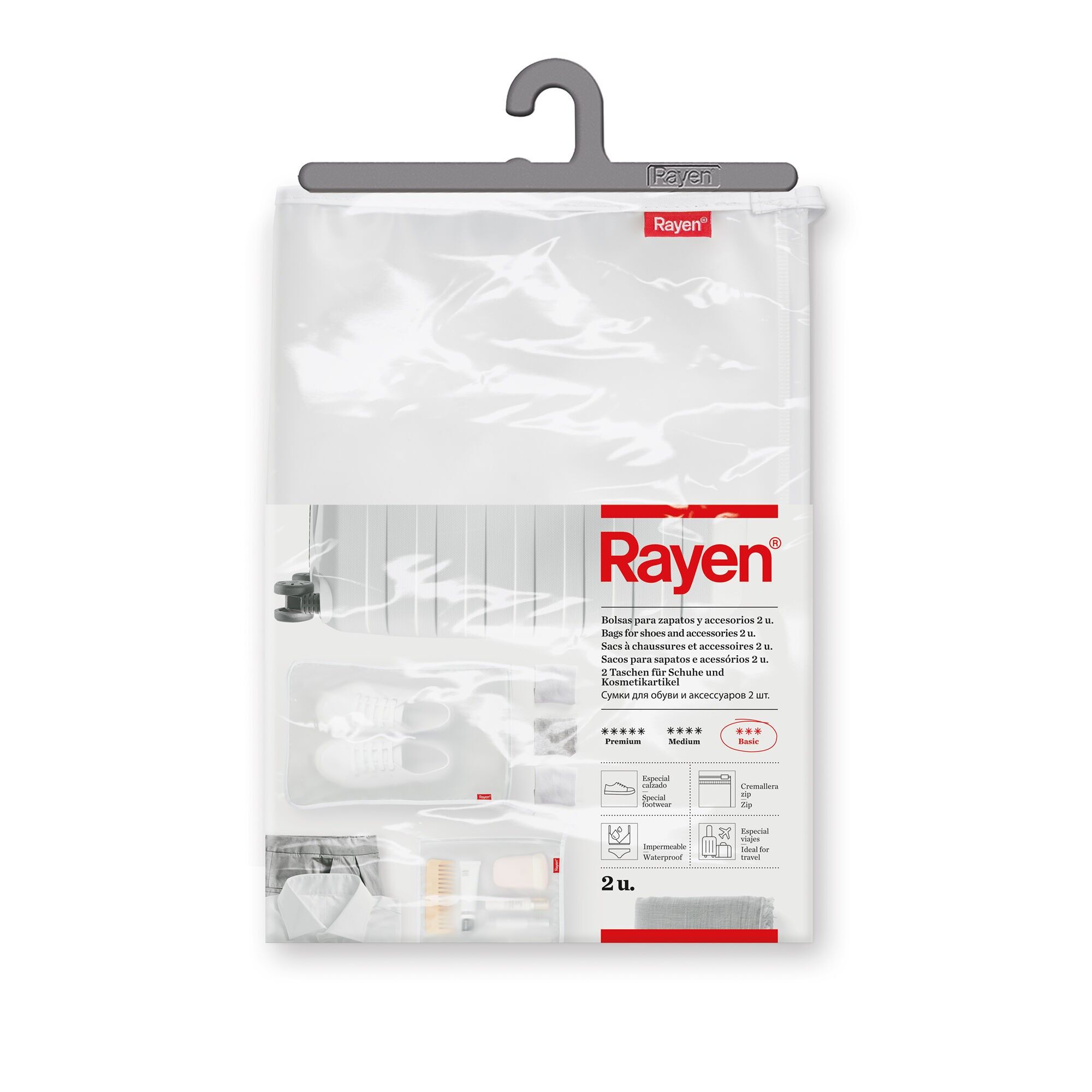 Rayen | Taschen für Schuhe und Accessoires | Packung mit 2 Einheiten | Cierre con cremallera Zip | Undurchlässig | Besondere Viajes | 41 x 28 cm
