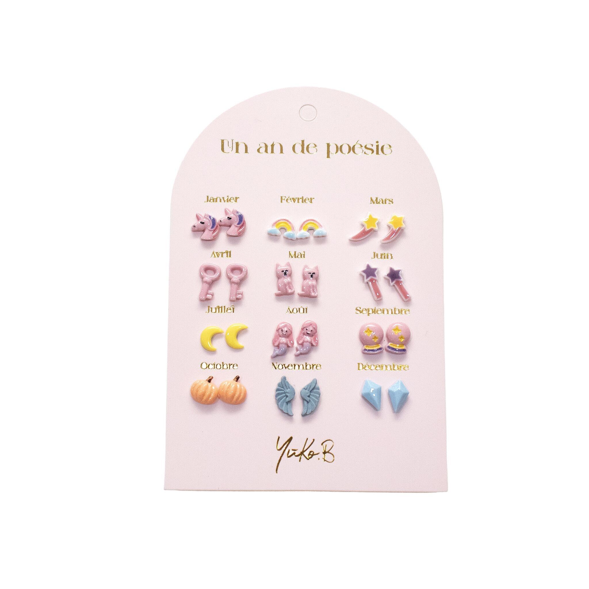 Card of 12 earrings - Fairy tale - French version