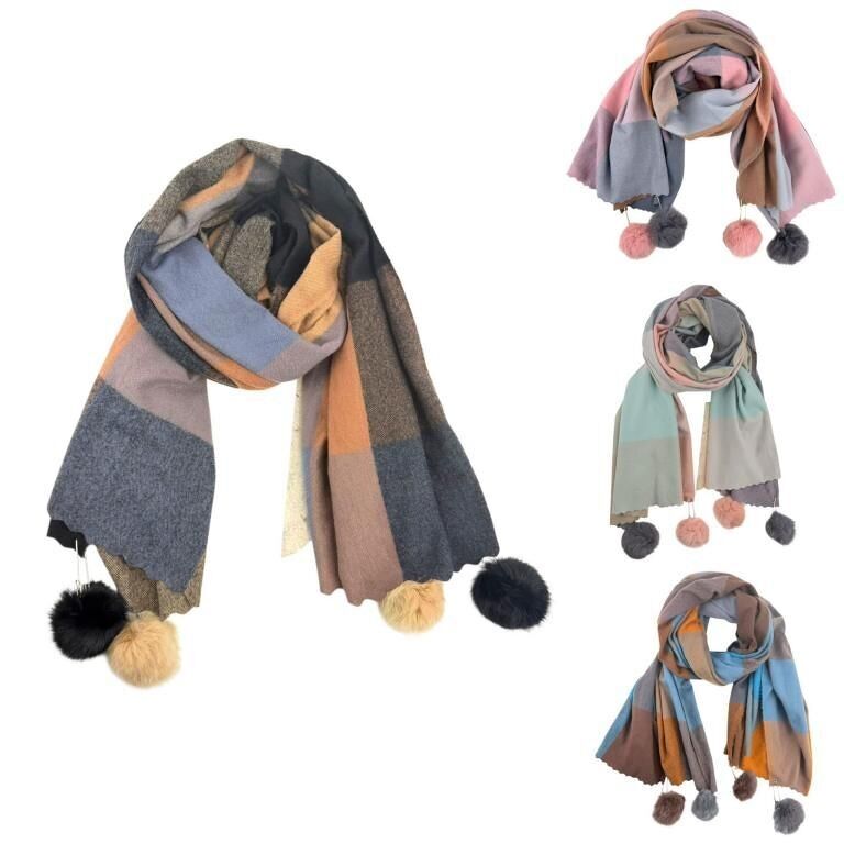 Bufanda con pompones de colores