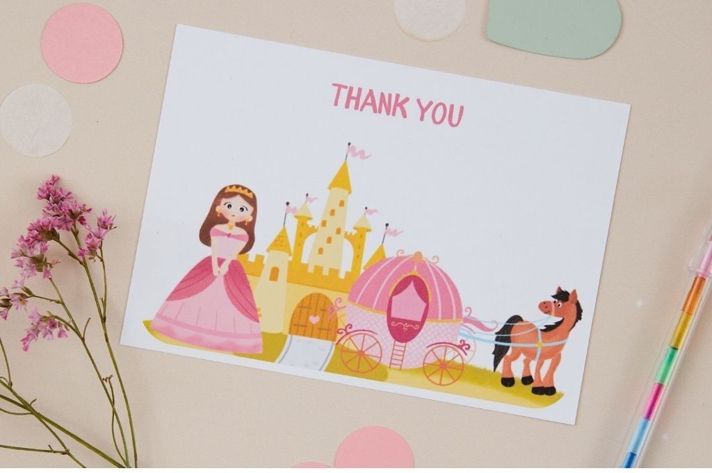 Ensemble de 8 cartes postales de remerciement de princesse