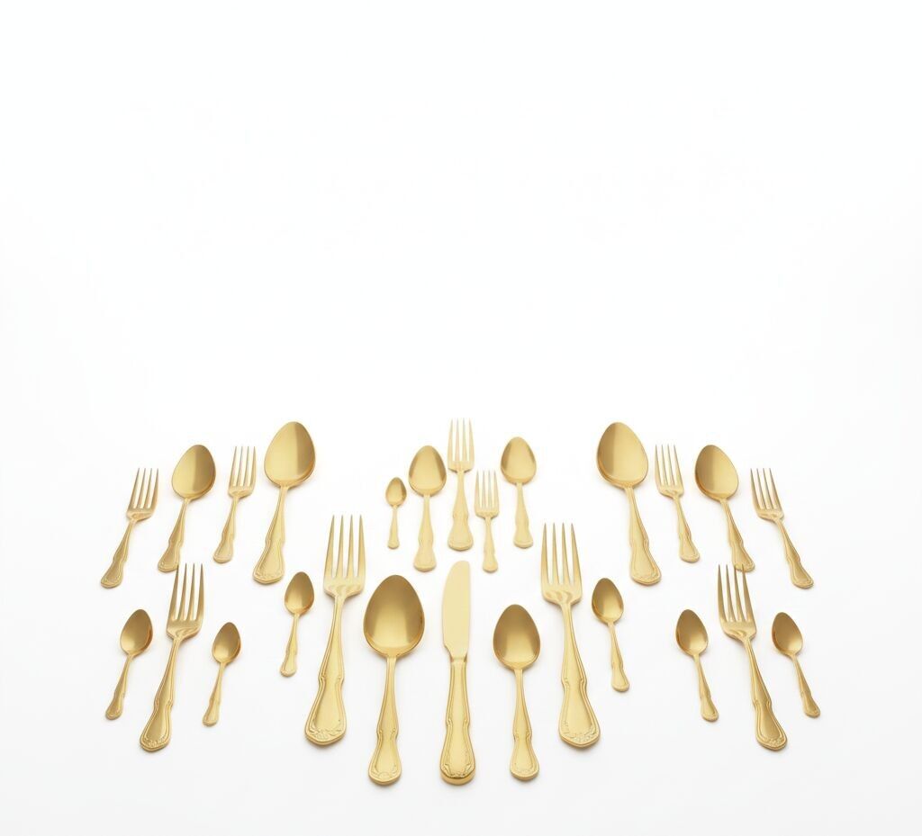 Luxuriöses, goldgraviertes Besteckset – 24-teiliges Edelstahl-Besteckset