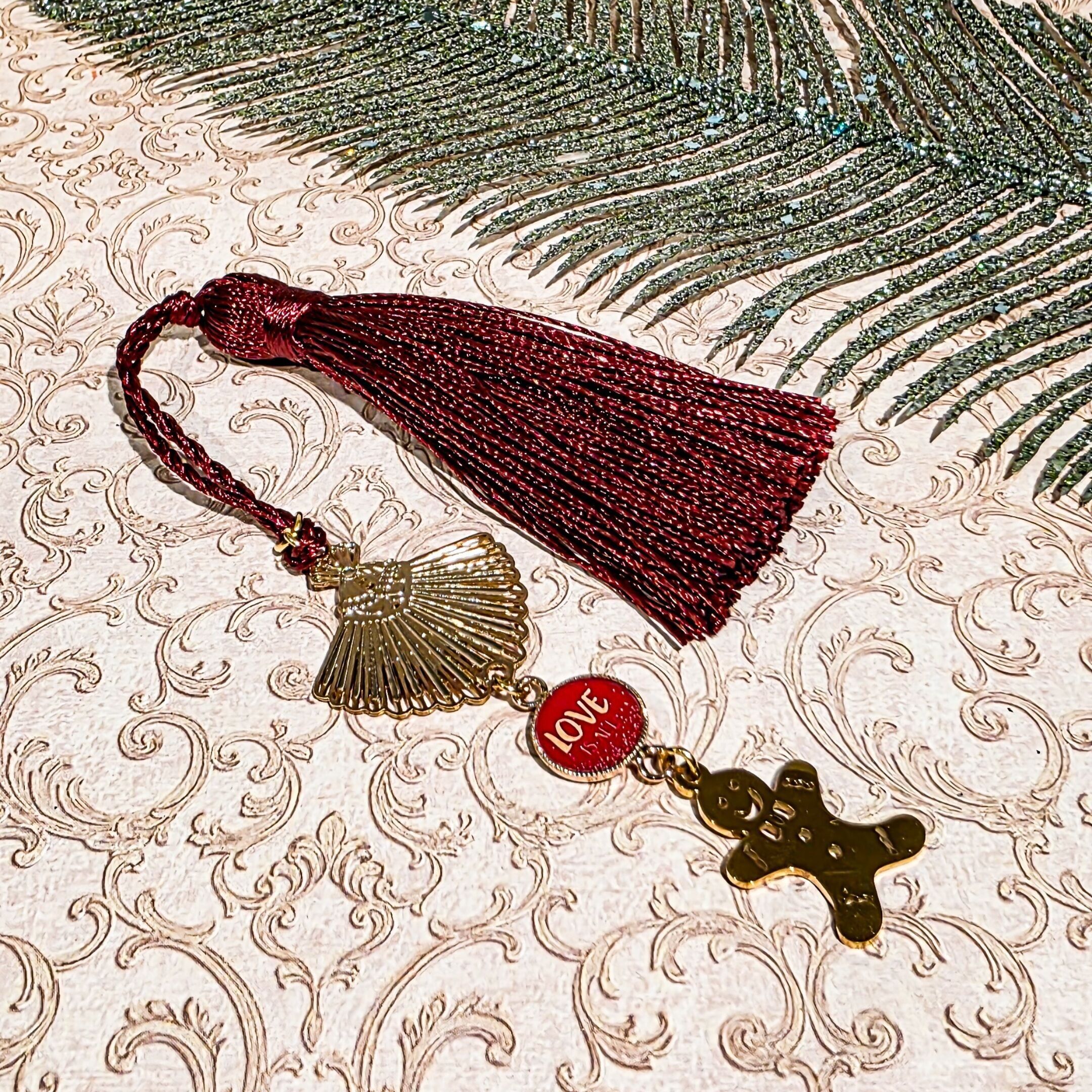 Lebkuchen-Lesezeichen, Kunstharz, Pompon, Pailletten, Muttertags- oder Weihnachtsgeschenk für Mama