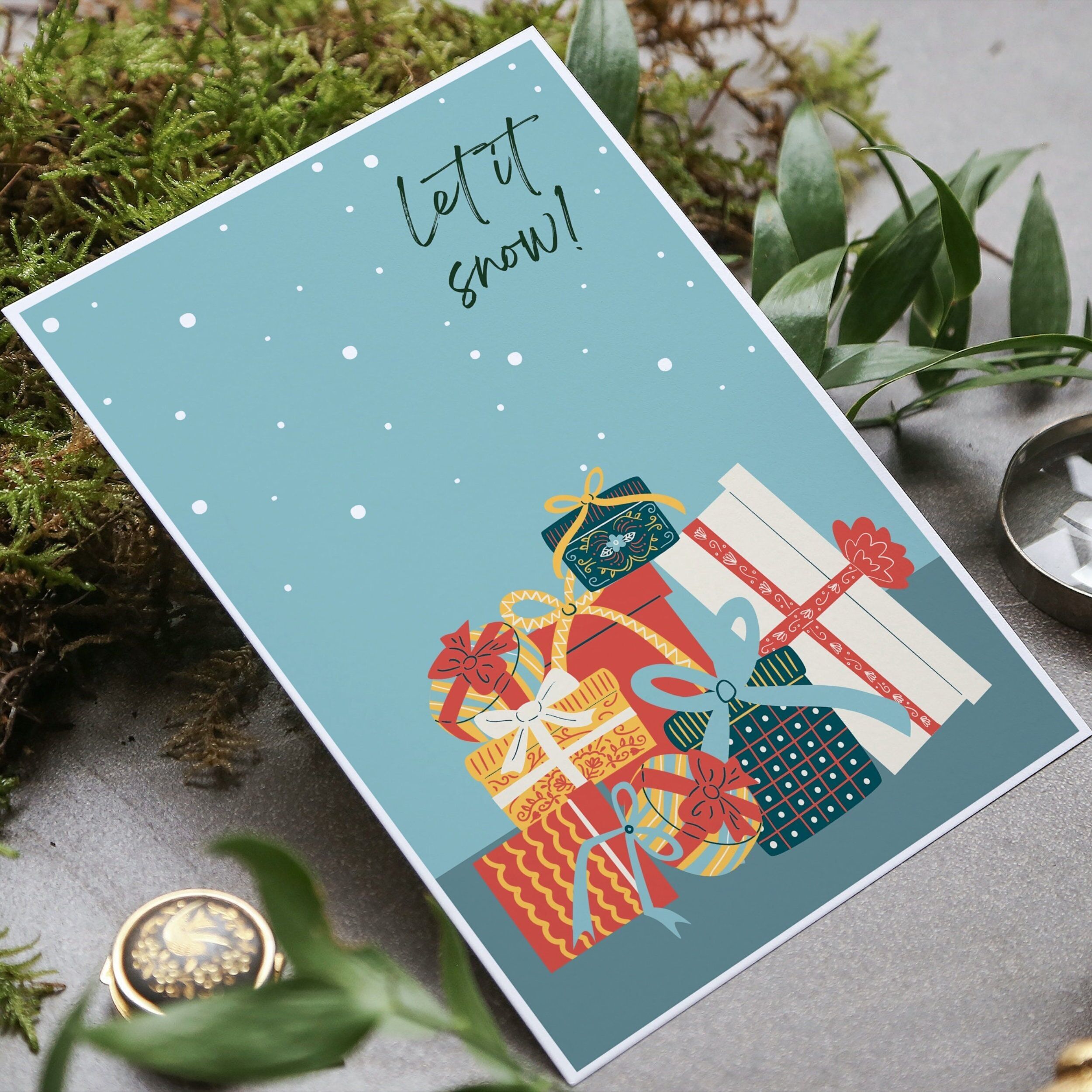 Laissez-la neige carte de Noël
