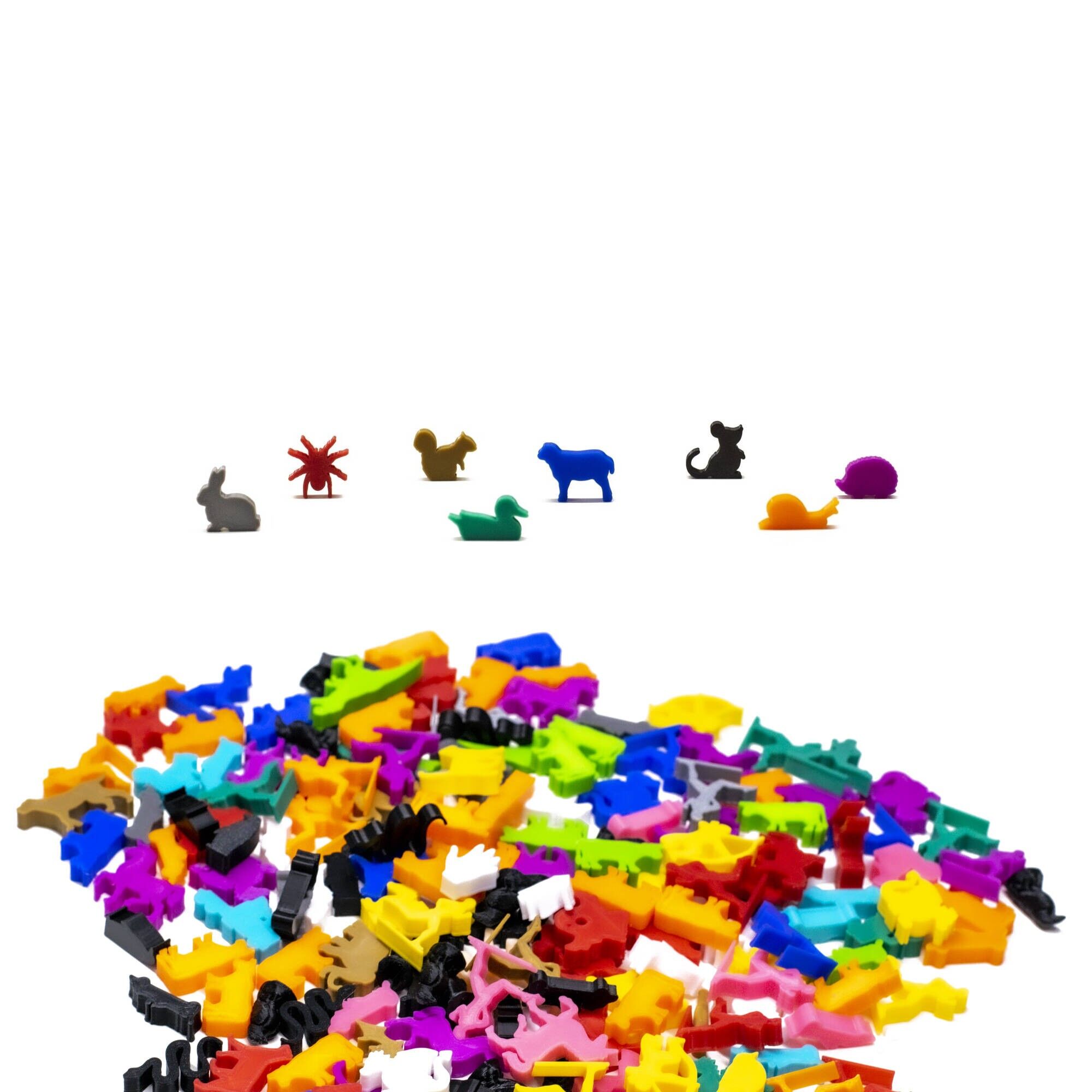 Set de 8 figuras Meeple de animales de la pradera | Colores variados