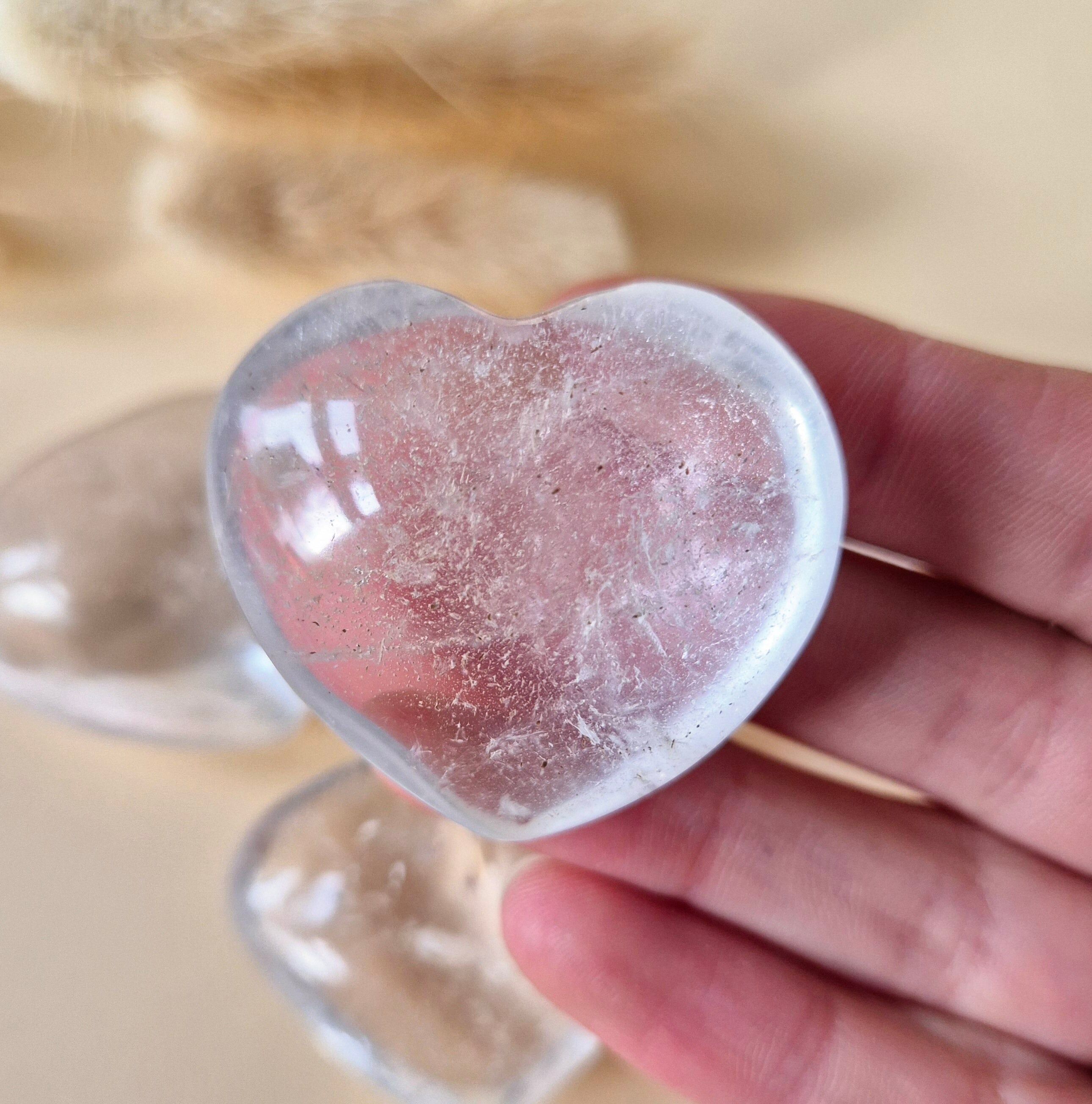 Piedra preciosa de cristal de roca transparente en forma de corazón de 3-4 cm