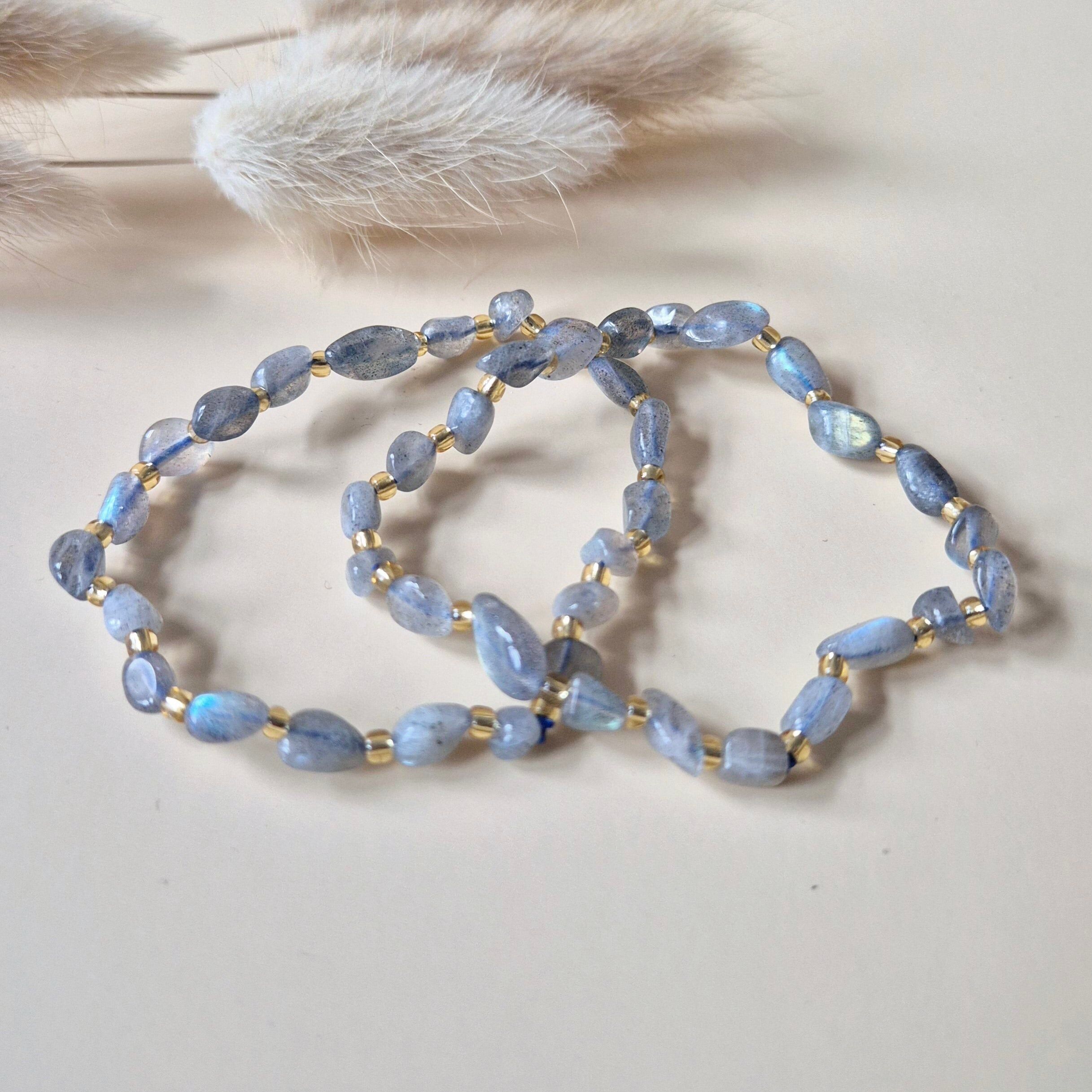 Labradorit-Edelsteinarmband – Natürliche Splitter & organische Form