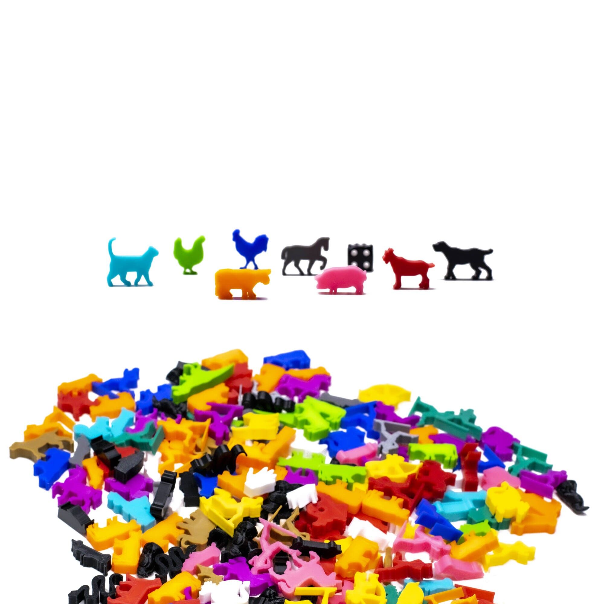 Juego de 8 figuras Meeple de animales de granja | Colores variados