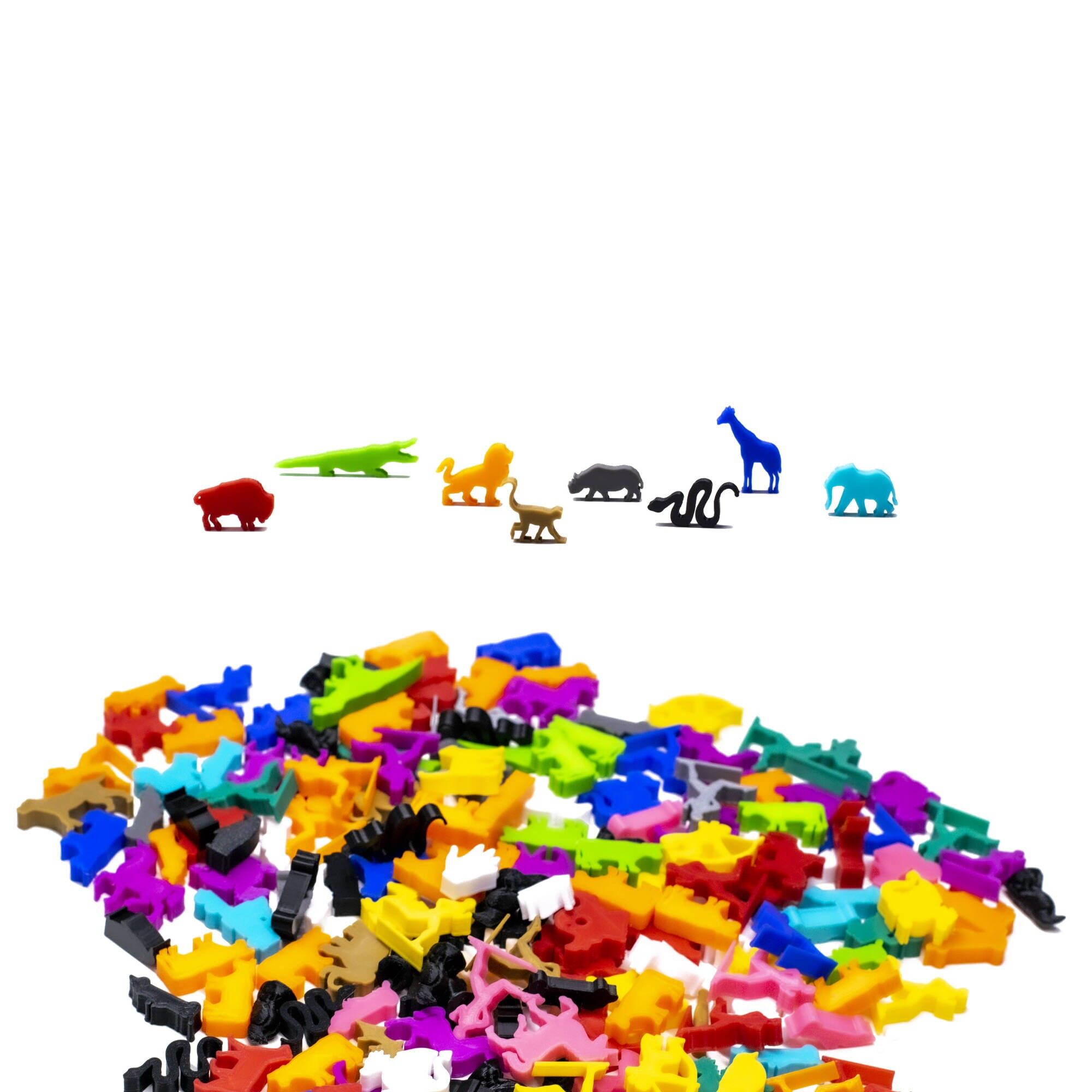 Ensemble de 8 figurines Meeple Animaux de la Savane | Couleurs assorties