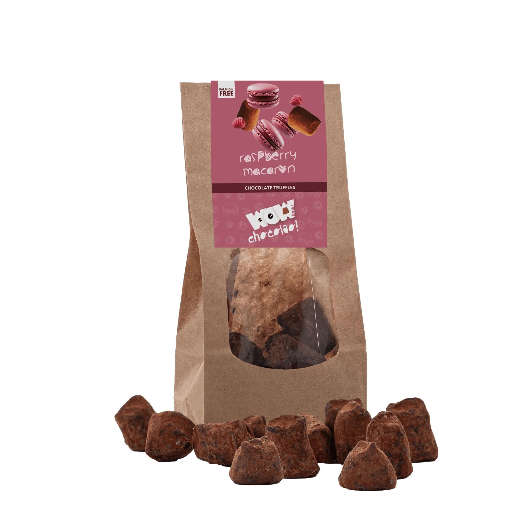 Tartufi al cioccolato e macaron al lampone - Busta biodegradabile 130g