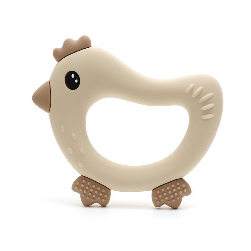 Anello da dentizione in silicone a forma di pollo - Beige