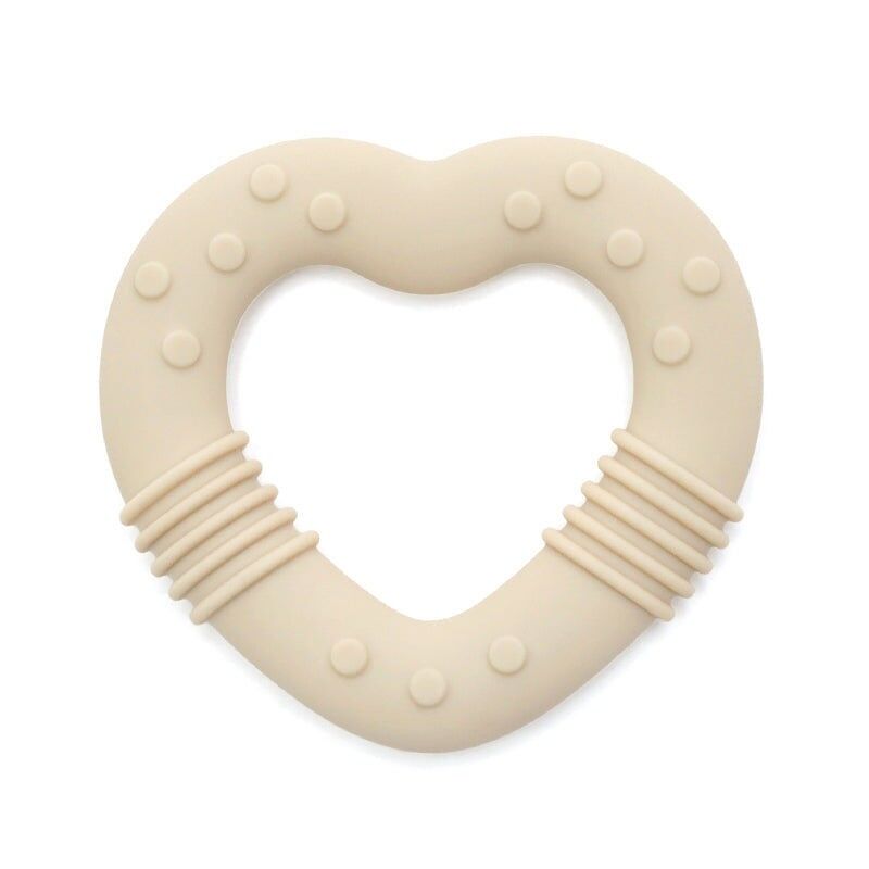 Silikon-Beißring Herz - Beige