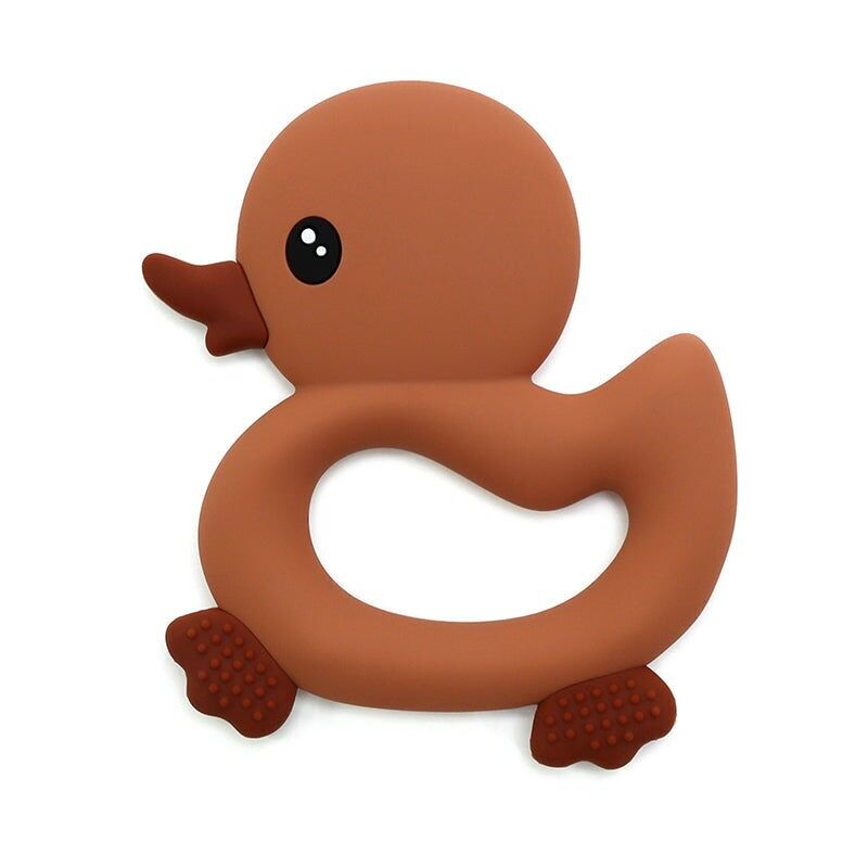 Silikon-Beißring Ente - Braun