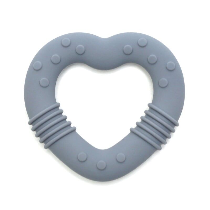 Silikon-Beißring Herz - Grau-Blau