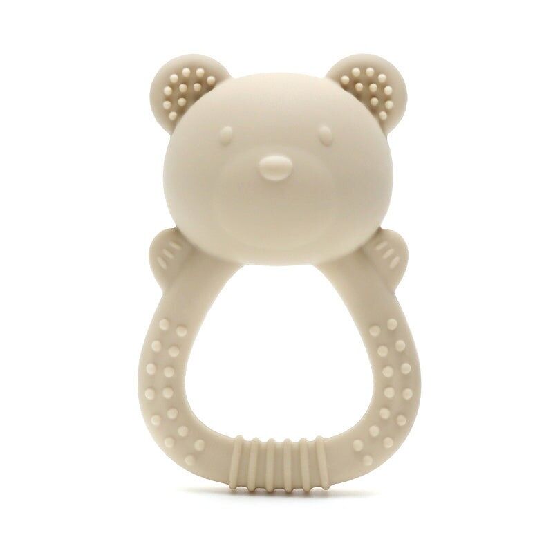 Silikon-Rassel-Beißring Bär - Beige